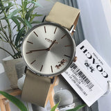 Buy Shop Coach Perry Silver DIal White Leather Strap Watch for Women - 14503116 USA Online