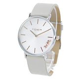 Buy Shop Coach Perry Silver DIal White Leather Strap Watch for Women - 14503116 USA Online
