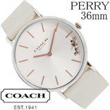 Buy Shop Coach Perry Silver DIal White Leather Strap Watch for Women - 14503116 USA Online