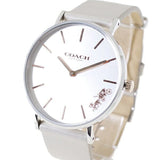 Buy Shop Coach Perry Silver DIal White Leather Strap Watch for Women - 14503116 USA Online