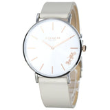 Buy Shop Coach Perry Silver DIal White Leather Strap Watch for Women - 14503116 USA Online