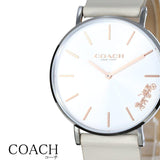 Buy Shop Coach Perry Silver DIal White Leather Strap Watch for Women - 14503116 USA Online
