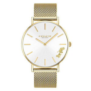 Buy Shop Coach Perry White Dial Gold Mesh Bracelet Watch for Women - 14503125 USA Online