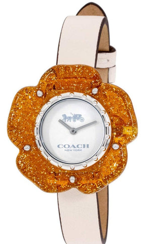Buy Shop Coach Perry White Dial Beige Leather Strap Watch for Women - 14503050 USA Online