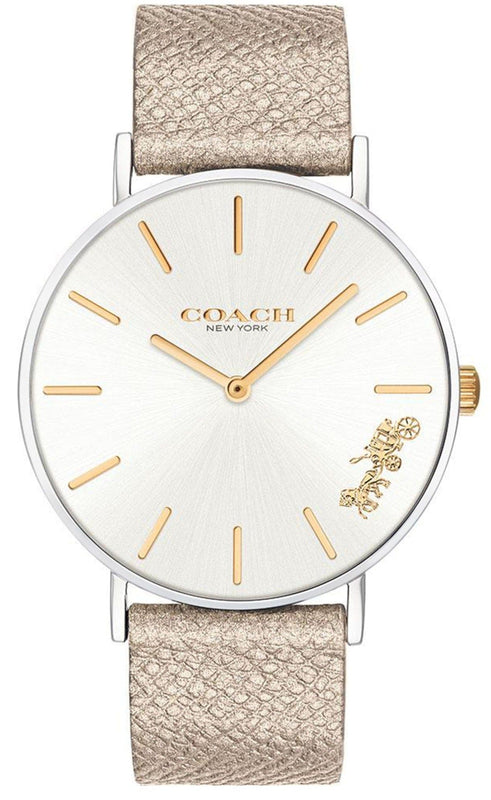 Buy Shop Coach Perry White Dial Beige Leather Strap Watch for Women - 14503157 USA Online