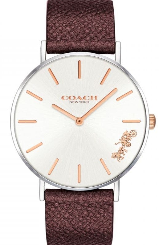 Buy Shop Coach Perry White Dial Brown Leather Strap Watch for Women - 14503154 USA Online