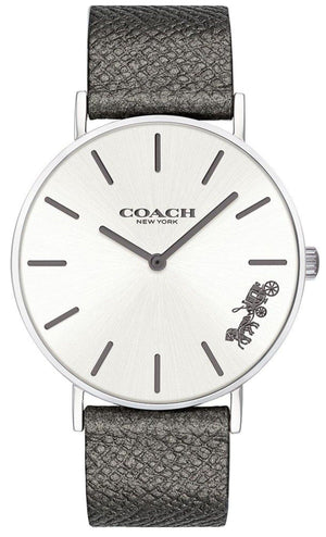 Buy Shop Coach Perry White Dial Grey Leather Strap Watch for Women - 14503155 USA Online