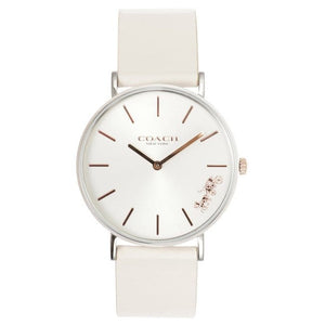 Buy Shop Coach Perry White Dial White Leather Strap Watch for Women - 14503117 USA Online