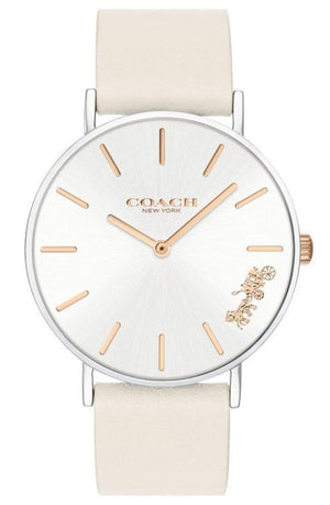 Buy Shop Coach Perry White Dial White Leather Strap Watch for Women - 14503117 USA Online