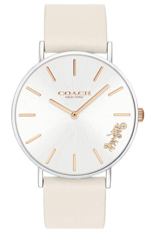 Buy Shop Coach Perry White Dial White Leather Strap Watch for Women - 14503117 USA Online
