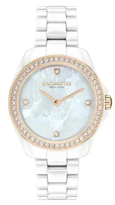 Buy Shop Coach Preston Mother of Pearl White Dial White Steel Strap Watch for Women - 14503662 USA Online