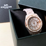Coach Preston Pink Dial Pink Steel Strap Watch for Women - 14503463