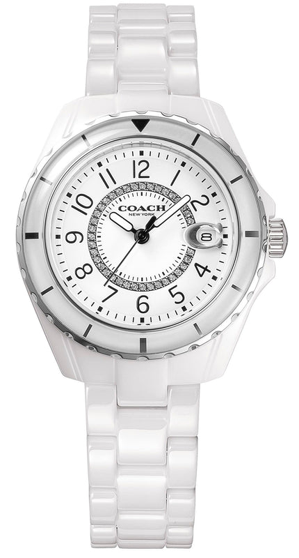Buy Shop Coach Preston White Dial White Steel Strap Watch for Women - 14503462 USA Online
