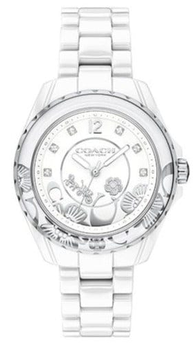 Buy Shop Coach Preston White Dial White Steel Strap Watch for Women - 14503464 USA Online