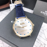 Buy Shop Coach Slim Easton Silver Dial Blue Leather Strap Watch for Women - 14502687 USA Online