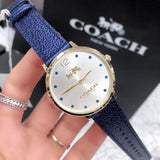 Buy Shop Coach Slim Easton Silver Dial Blue Leather Strap Watch for Women - 14502687 USA Online