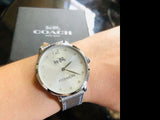 Buy Shop Coach Slim Easton Silver Dial Silver Leather Strap Watch for Women - 14502685 USA Online