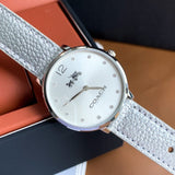 Buy Shop Coach Slim Easton Silver Dial Silver Leather Strap Watch for Women - 14502685 USA Online