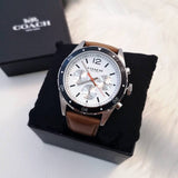 Buy Shop Coach Sullivan Chronograph White Dial Brown Leather Strap Watch for Men - 14602057 USA Online