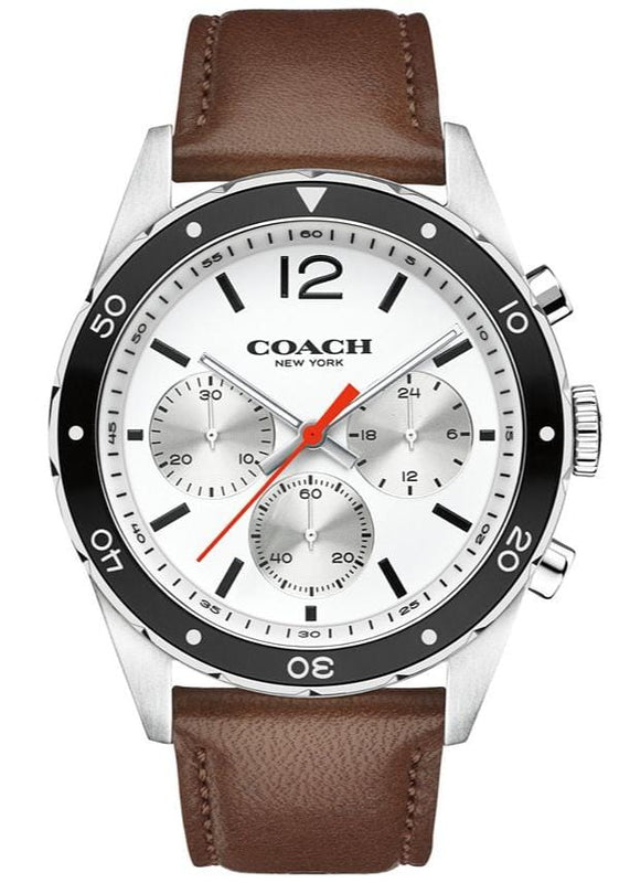 Buy Shop Coach Sullivan Chronograph White Dial Brown Leather Strap Watch for Men - 14602057 USA Online