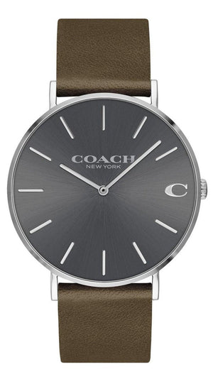 Coach Charles Grey Dial Brown Leather Strap Watch for Men - 14602153