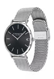 Coach Charles Black Dial Silver Mesh Bracelet Watch for Men - 14602144