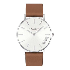 Buy Shop Coach Perry Silver Dial Brown Leather Strap Watch for Women - 14503120 USA Online