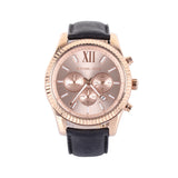 Buy Shop Michael Kors Lexington Chronograph Rose Gold Dial Black Leather Strap Watch For Men - MK8516 USA Online