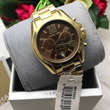 Buy Shop Michael Kors Bradshaw Brown Dial Gold Steel Strap Watch for Women - MK5502 USA Online