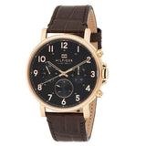 Tommy Hilfiger Daniel Black Dial Brown Leather Strap Watch for Men - 1710379