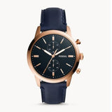Buy Shop Fossil Townsman Chronograph Blue Dial Blue Leather Strap Watch for Men - FS5436 USA Online