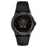 Buy Shop Versace Palazzo Empire Black Dial Black Leather Strap Watch for Men - VERD00218 USA Online