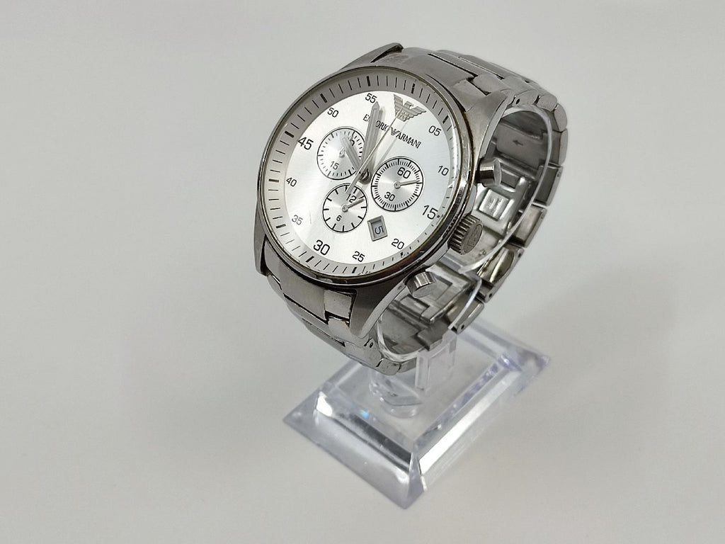 Buy Shop Emporio Armani Sportivo Chronograph Silver Dial Silver Steel Strap Watch For Men - AR5963 USA Online