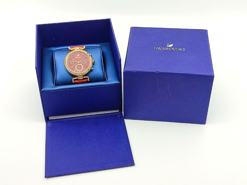Buy Shop Swarovski Era Journey Red Dial Red Leather Strap Watch for Women - 5416701 USA Online