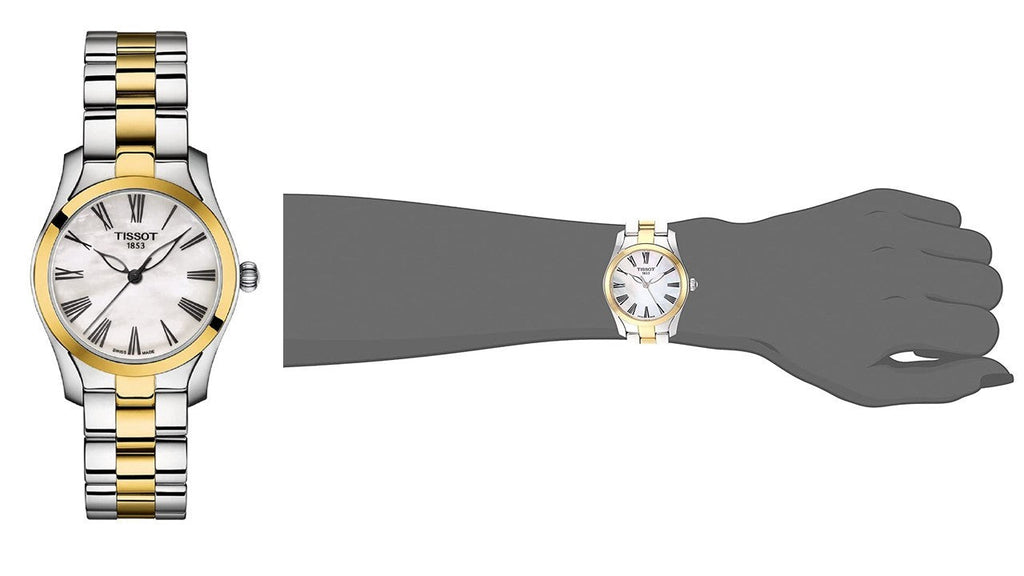 Buy Shop Tissot T Wave Quartz Mother of Pearl Dial Two Tone Steel Strap Watch for Women - T112.210.22.113.00 USA Online