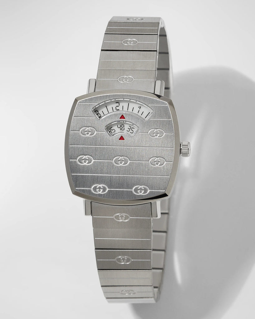 Buy Shop Gucci Grip Quartz Silver Dial Silver Steel Strap Watch For Men - YA157501 USA Online