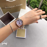 Buy Shop Michael Kors Lexington Purple Dial Rose Gold Steel Strap Watch For Women - MK6207 USA Online