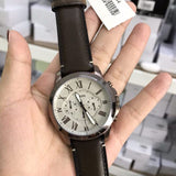 Buy Shop Fossil Grant Chronograph White Dial Brown Leather Strap Watch for Men - FS5344 USA Online