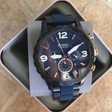 Buy Shop Fossil Nate Chronograph Blue Dial Two Tone Steel Strap Watch for Men - JR1494 USA Online
