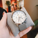 Buy Shop Fossil Neutra Chronograph White Dial Silver Mesh Bracelet Watch for Men - FS5382 USA Online