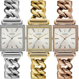 Buy Shop Guess Vanity Diamonds Silver Dial Gold Steel Strap Watch for Women - W1030L2 USA Online