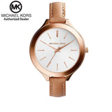 Buy Shop Michael Kors Runway Slim Quartz White Dial Beige Leather Strap Watch For Women - MK2284 USA Online