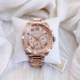 Buy Shop Michael Kors Brecken Chronograph Quartz Rose Gold Dial Rose Gold Steel Strap Watch For Women - MK6367 USA Online