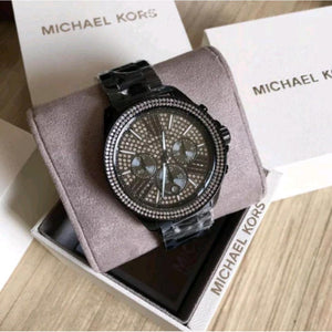 Buy Shop Michael Kors Wren Crystals Black Dial Black Steel Strap Watch For Women - MK6419 USA Online