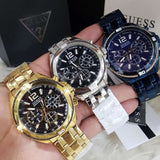 Buy Shop Guess Surge Chronograph Black Dial Gold Steel Strap Watch for Men - W1258G2 USA Online