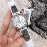 Buy Shop Guess Swirl Quartz Silver Dial White Silicone Strap Watch for Women - W1096L1 USA Online