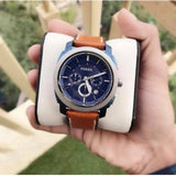 Buy Shop Fossil Machine Chronograph Blue Dial Brown Leather Strap Watch for Men - FS5232 USA Online