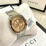 Buy Shop Gucci Vintage Diamonds Brown Dial Silver Steel Strap Watch For Men - YA142409 USA Online