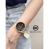 Buy Shop Michael Kors Blair Quartz Black Dial Gold Steel Strap Watch For Women - MK6497 USA Online