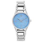 Buy Shop Calvin Klein Stately Blue Mother of Pearl Dial Silver Steel Strap Watch for Women - K3G2312N USA Online